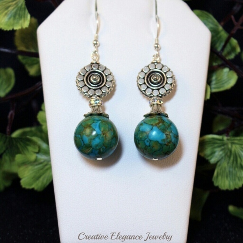 Turquoise Mosaic Dangle Earrings